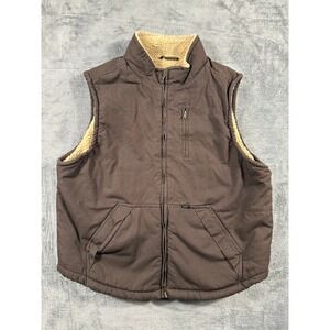 Lee Premium Select Mens Brown Canvas Sherpa Lined Workwear Vest Large